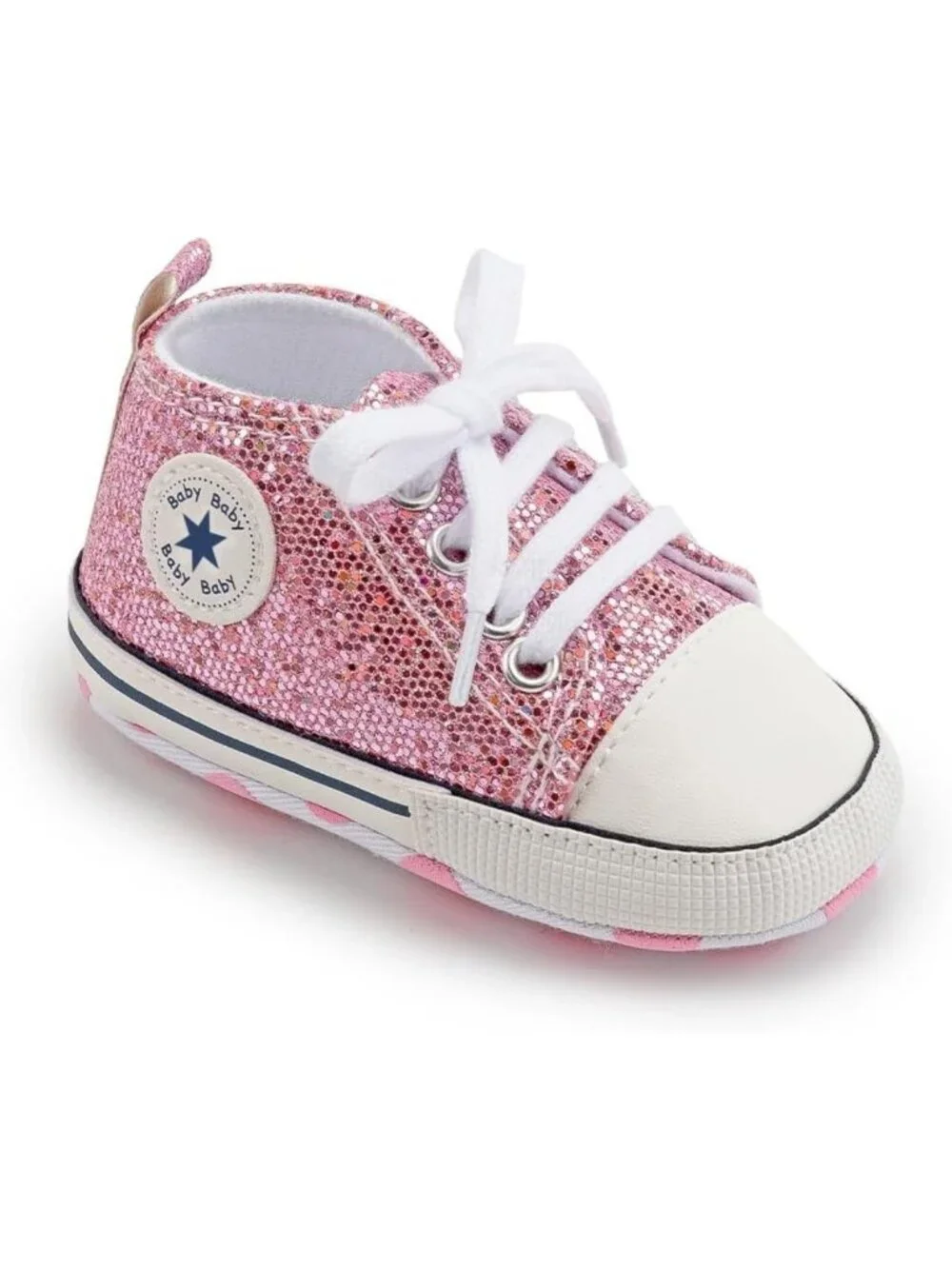 Unisex Baby High-Top Canvas Sneakers, Anti-Slip Soft Sole for First Walkers